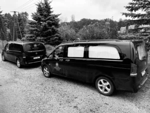 Czarno-białe zdjęcie karwanów